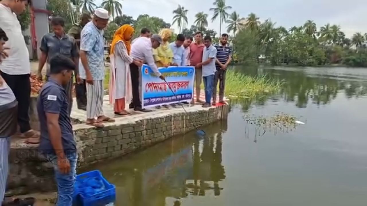 ভাঙ্গায় উন্মুক্ত জলাশয়ে মাছের পোনা অবমুক্তকরন