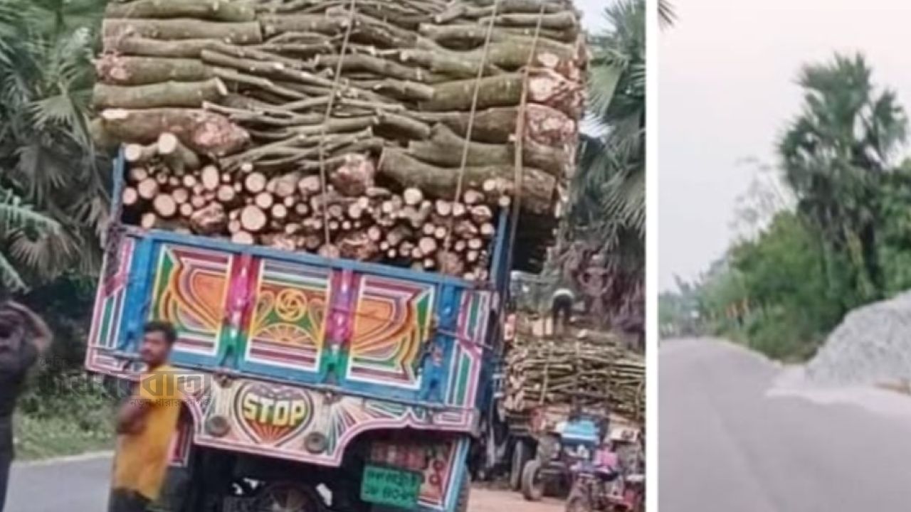 পোরশায় সারাইগাছি-নিতপুর সড়কে খড়ি ও বালুর কারণে চলাচলে দুর্ভোগ
